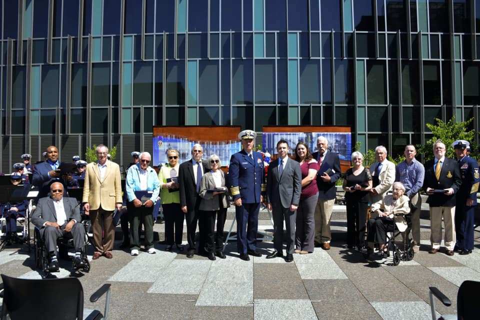 On May 24, 2019, at Coast Guard Headquarters, Commandant Karl Schultz together with then-Acting DHS Secretary Kevin McAleenan presented Purple Heart Medals to the descendants of 10 Tampa crew members. (U.S. Coast Guard)